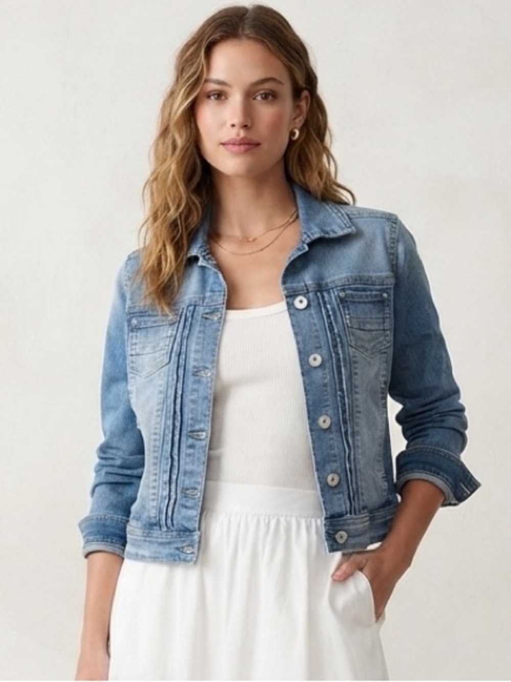 Live a Little Light Blue Distressed Jean Jacket